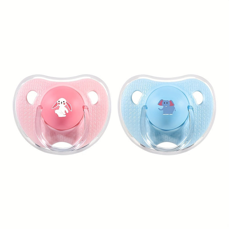 Silicone pacifier for newborn babies designed in a cartoon pattern of a thumb shape, suitable for soothing toddlers, with a PP storage box included.