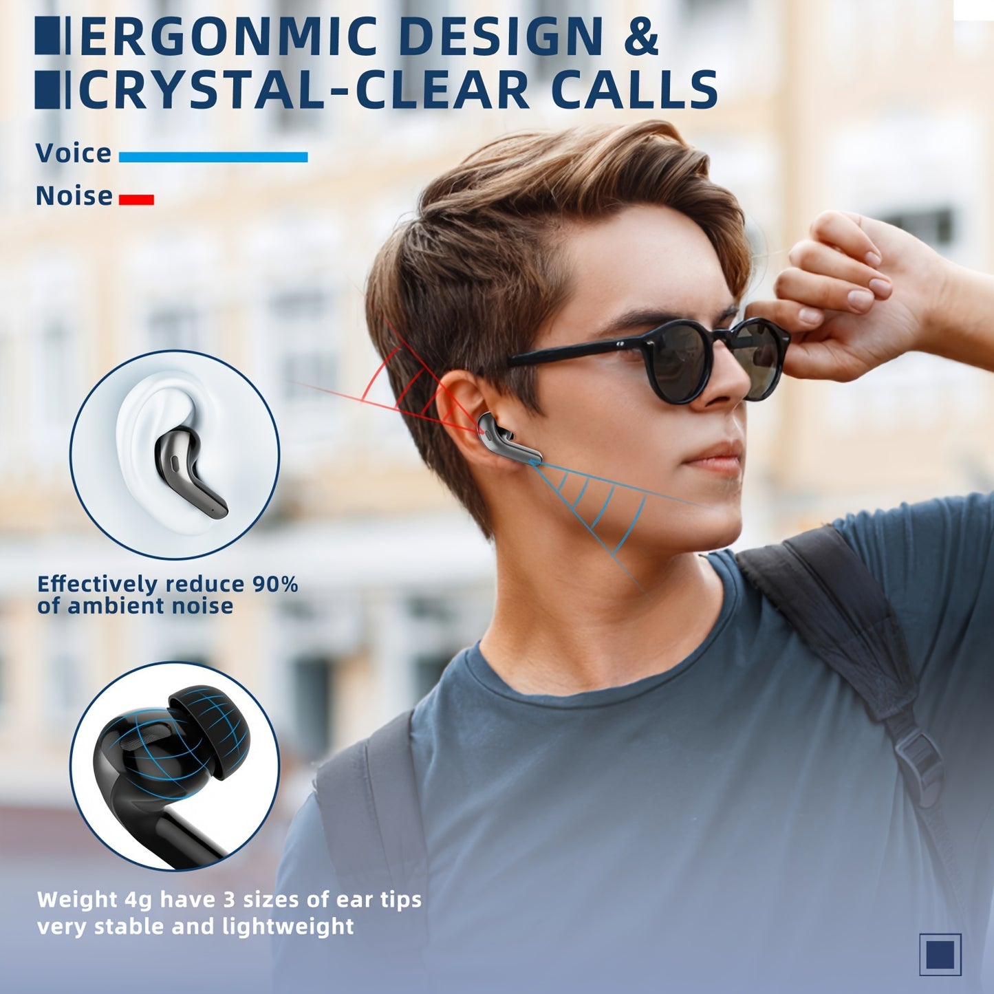 True wireless earbuds with case for iPhone and Android.