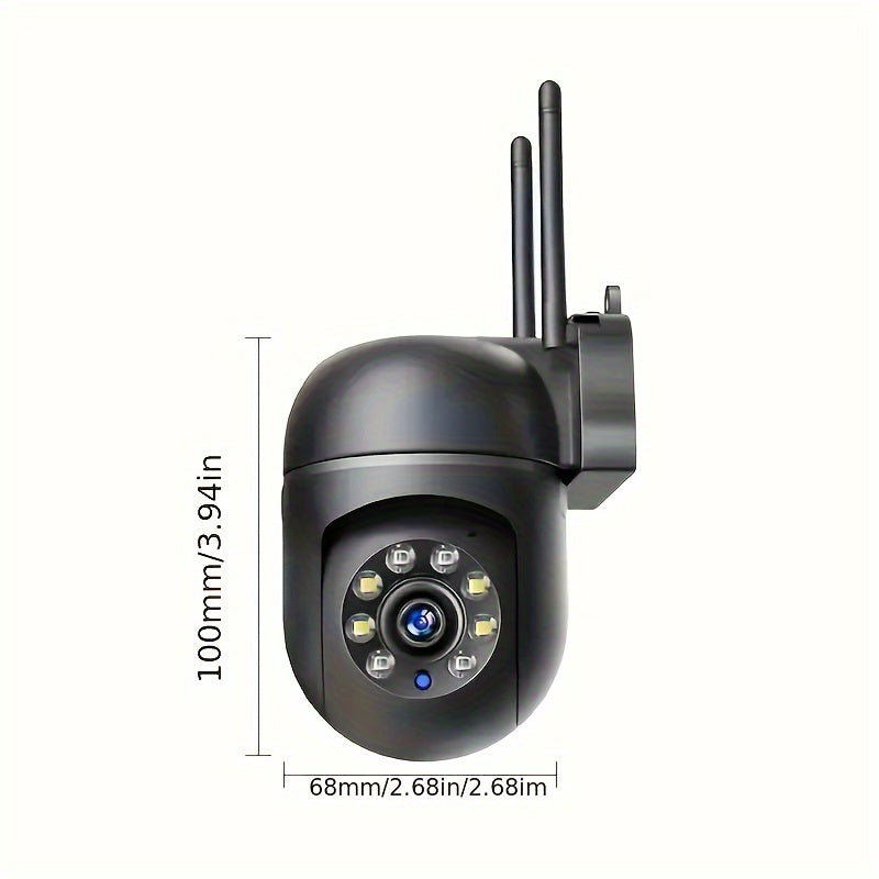 WiFi security camera with HD 1080P, night vision, app control, two-way audio, motion alerts, and 355° panoramic views. USB powered for indoor use.