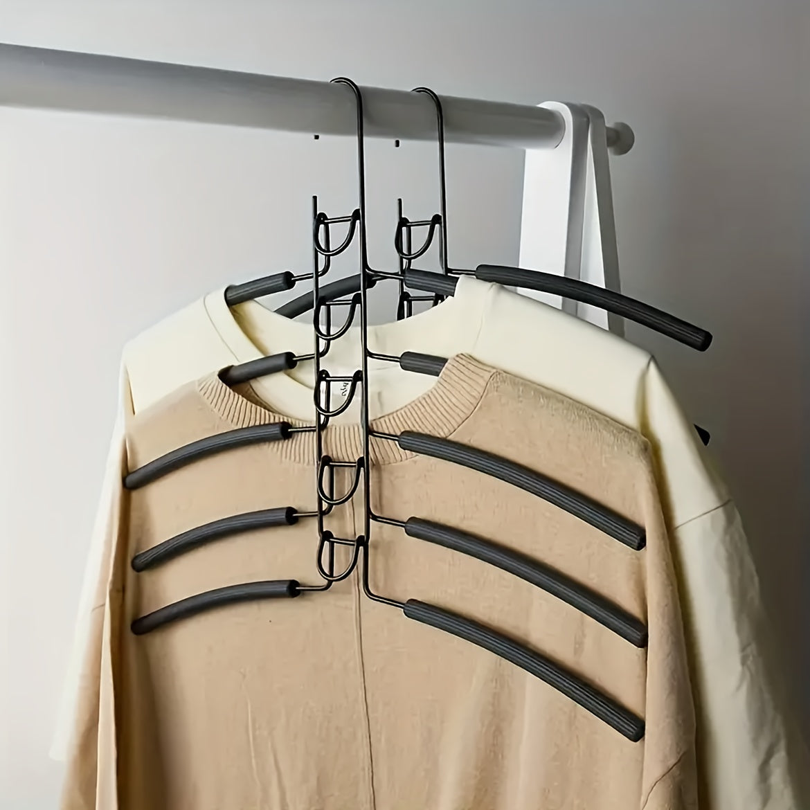 5-Layer Magic Hanger: Compact Clothes Organizer for Dorms & Wardrobes - Space-Saving, Non-Slip, and Foldable