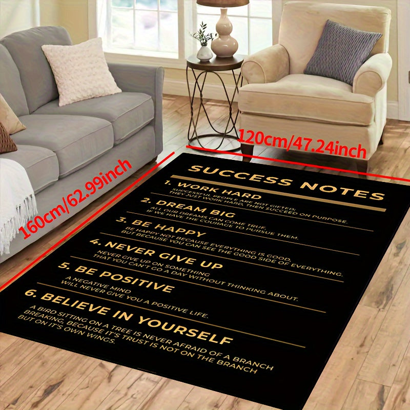 Inspire Success with this Area Rug - Durable Polyester Mat for Entryway, Living Room, Bedroom - Easy to Clean Indoor Carpet, Perfect for Large Spaces - Motivational Home Decor Rug in Multiple Sizes from 160.02x198.12 cm to 15x23