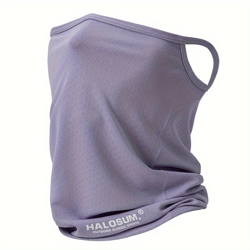 New sunscreen mask suitable for both men and women, featuring a solid color design with letters on it. This elastic and breathable neck cover is perfect for outdoor activities such as riding, offering sun protection.