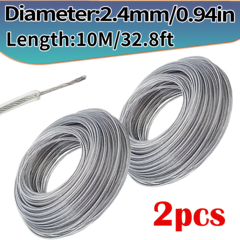 2pcs of durable 3.0mm diameter steel wire nylon grass trimmer line, 15m in length. Ideal for replacing lawn mower spools and cutting grass with brush cutters. A must-have gardening tool.