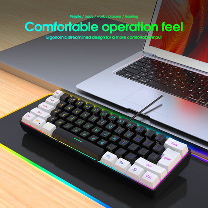 SNPURDIRI 60% Mini RGB Gaming Keyboard with 61 keys, RGB backlight, USB powered. Ideal for PC/Mac gamers, typists, and travel.