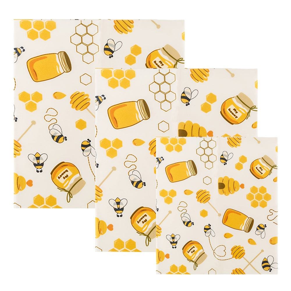 Reusable Beeswax Wraps Set of 3 - Stylish Kitchen Storage Solution for Keeping Food Fresh