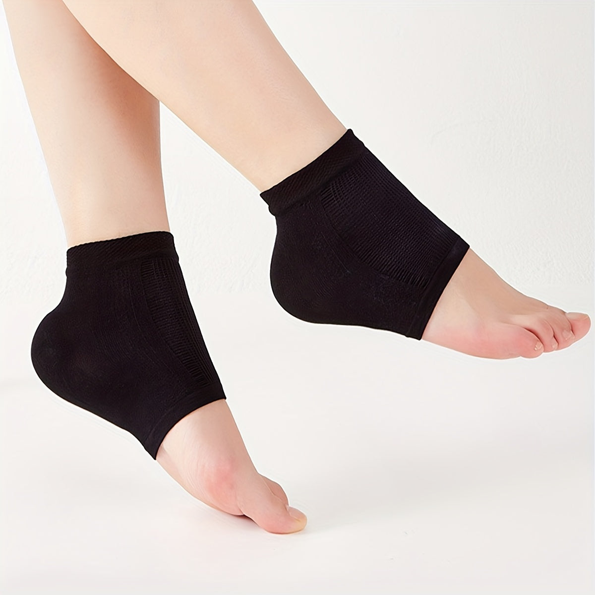 Moisturizing heel sleeves for women and men to prevent cracking, exfoliate, soften, and support heels.