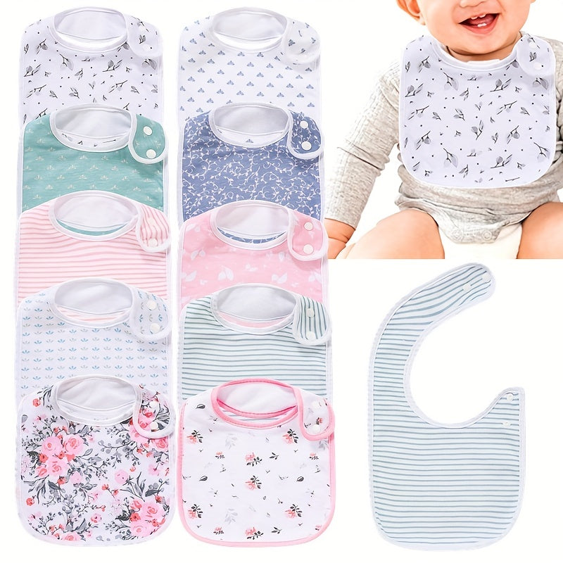 Easter Gift: Set of 5 Waterproof Baby Cotton Bibs with Three-Layer Design, Perfect for Drooling, Teething, and Feeding. Features Bottom Waterproof Cloth for added protection.