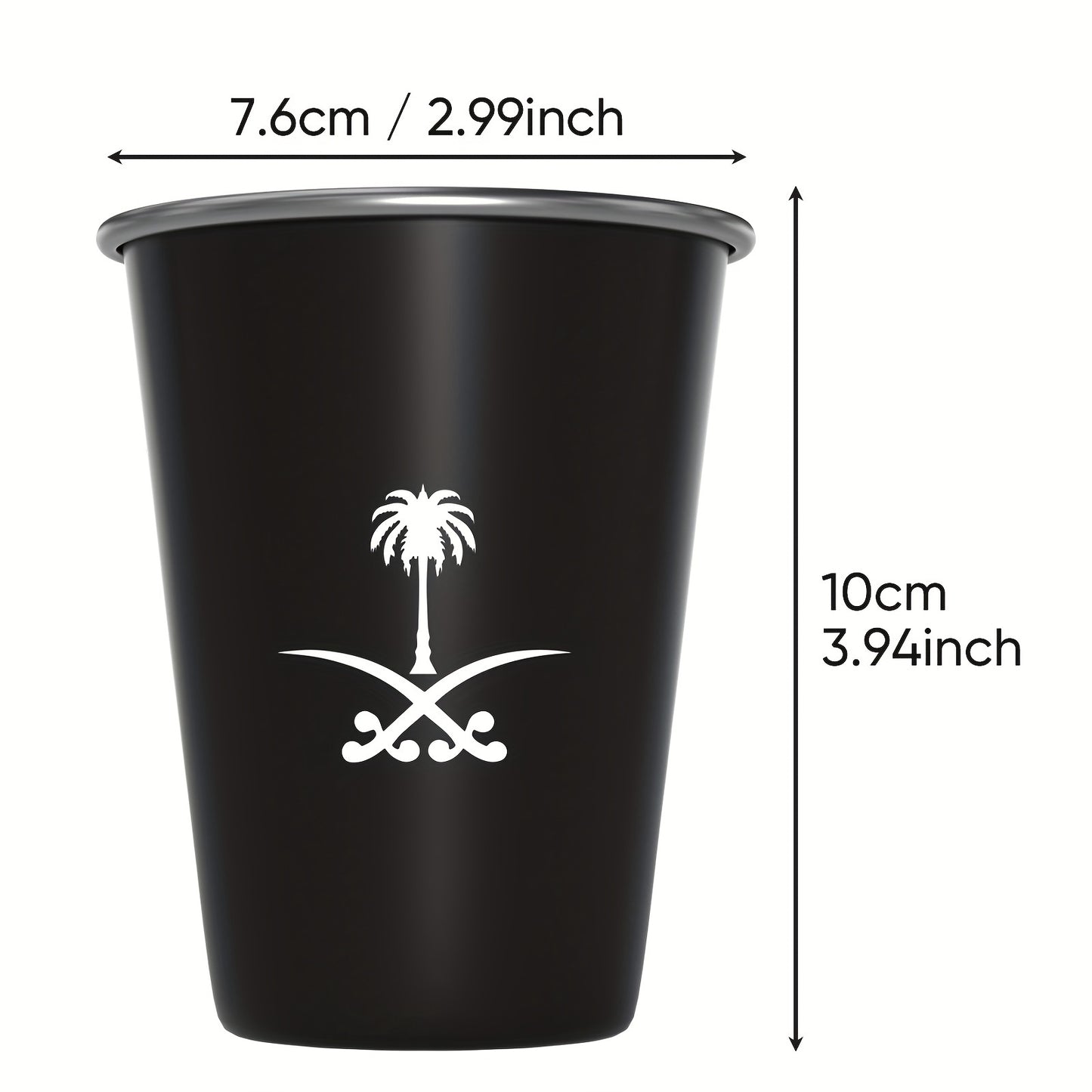 350ML zanglamas po'latdan yasalgan suv stakani Saudiya Arabistoni emblemasi bilan; PVCsiz, izolyatsiyalangan, mashinada yuvish mumkin, ochiq havoda lagerda, partiyalarda va sovg'alar uchun ideal