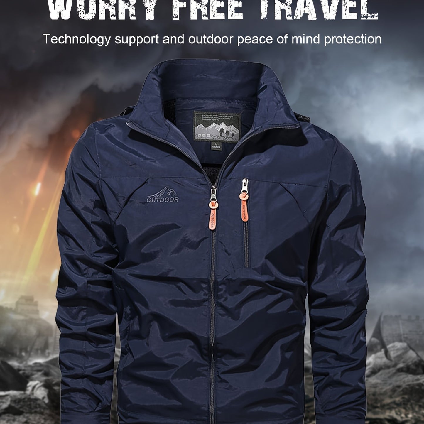 Men's Windproof Hooded Windbreaker Jacket