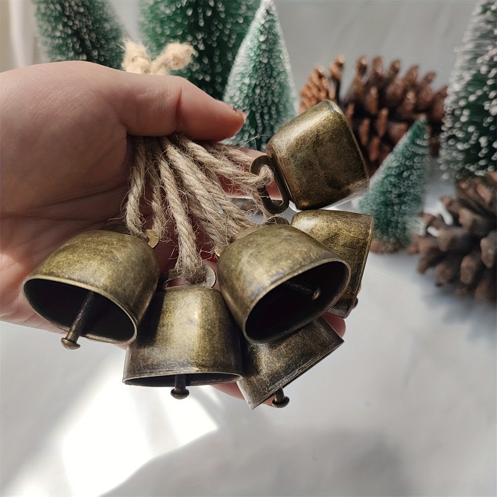 6-Pack of Cast Iron Cowbells with Rope for festive decorations and pet accessories