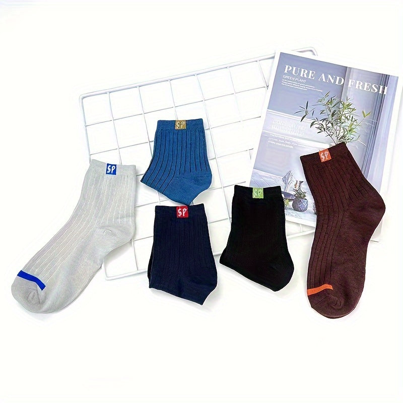 5 or 10 Pairs of SP Mid-Tube Men's Business Socks, Odor-Resistant, Breathable, and Sweat-Absorbent