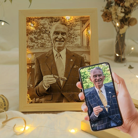 Unique Photo Gift - Handcrafted Wooden Frame Engraving - Ideal for Celebrating Birthdays, Anniversaries, Weddings, Valentine's Day, or Enhancing Home Decor - Suitable for Ages 14+