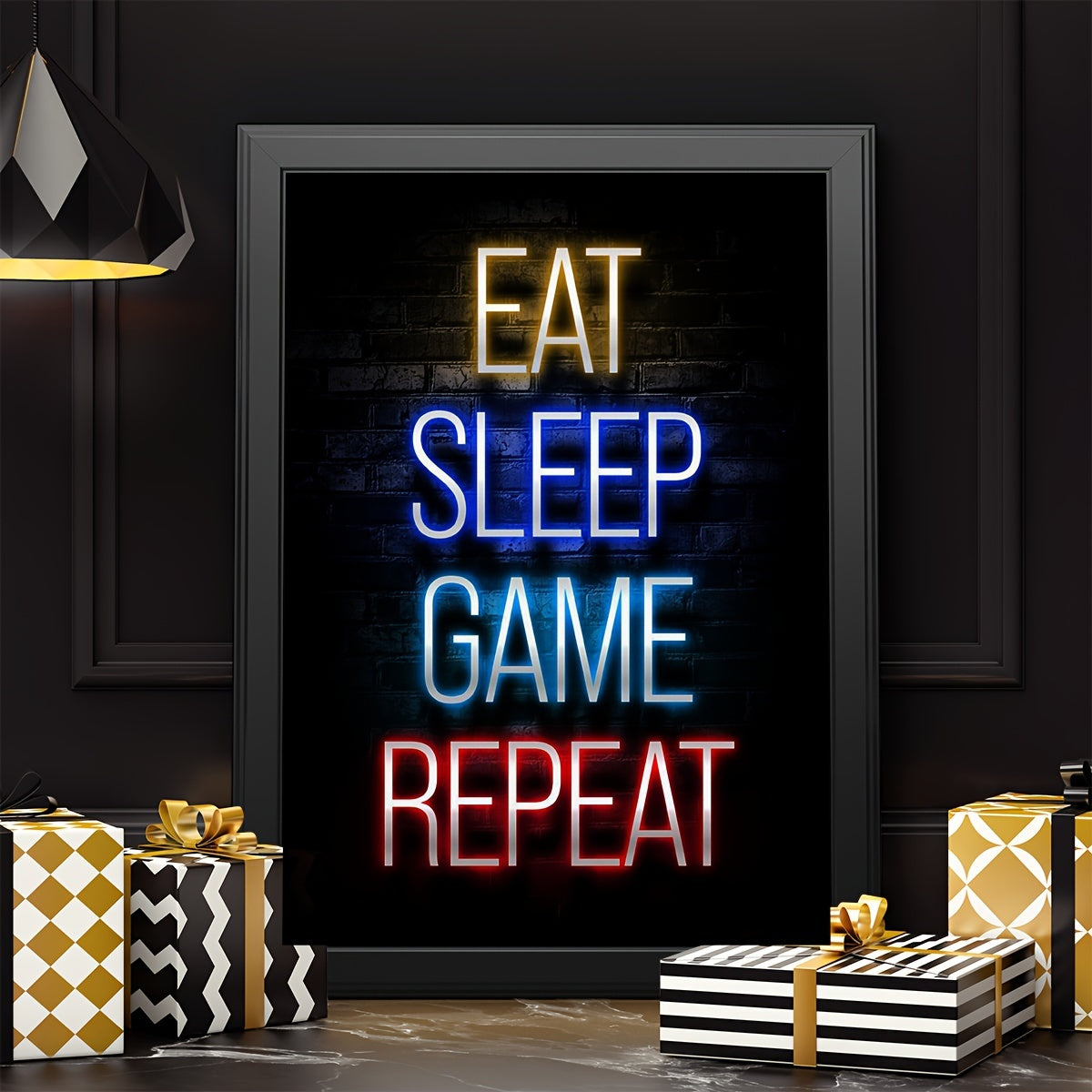 Set of 6 Modern Art Design Neon Style Wall Posters Featuring Video Gamer Quotes, Frames Not Included, Perfect Gifts for Room Decor, Playroom or Bedroom, A4 size 11.4"x8.3" (29x21cm)