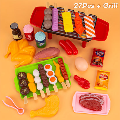 YONRA Kitchen Pretend Play Toys, Barbecue Set, Children's Cooking Toys, Simulation Food, Multi-set Gift For Kids, Girls, Boys, Toddlers