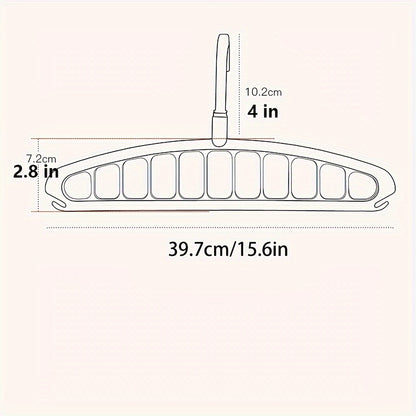 Versatile plastic travel hanger saves space with horizontal and vertical hanging capabilities.