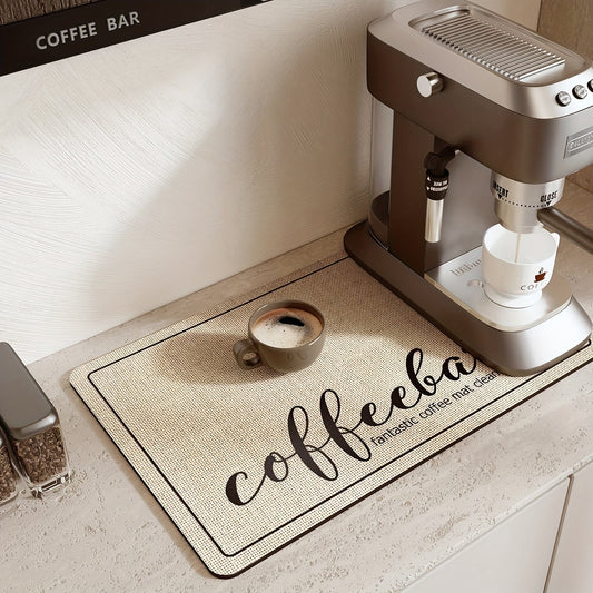 Table Top Coffee Mat for Countertop, Absorbent Drying Mat with Rubber Backing for Coffee Bar. Hide Stains and Protect Surfaces. Perfect for Coffee Maker, Espresso Machine, and other Coffee Accessories.