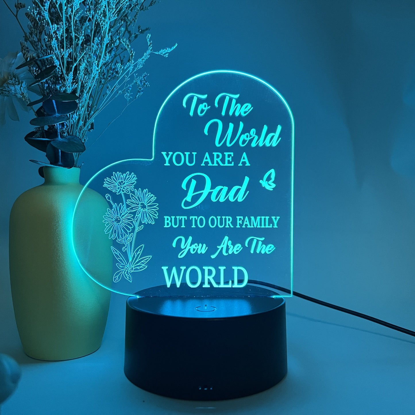 Get the perfect gift for Dad with Dad's Special Night Light! This lamp is great for Father's Day, birthdays, and holidays. It has colorful touch and monochrome modes to create a cozy bedside ambiance. The lamp is USB or battery powered and features LED