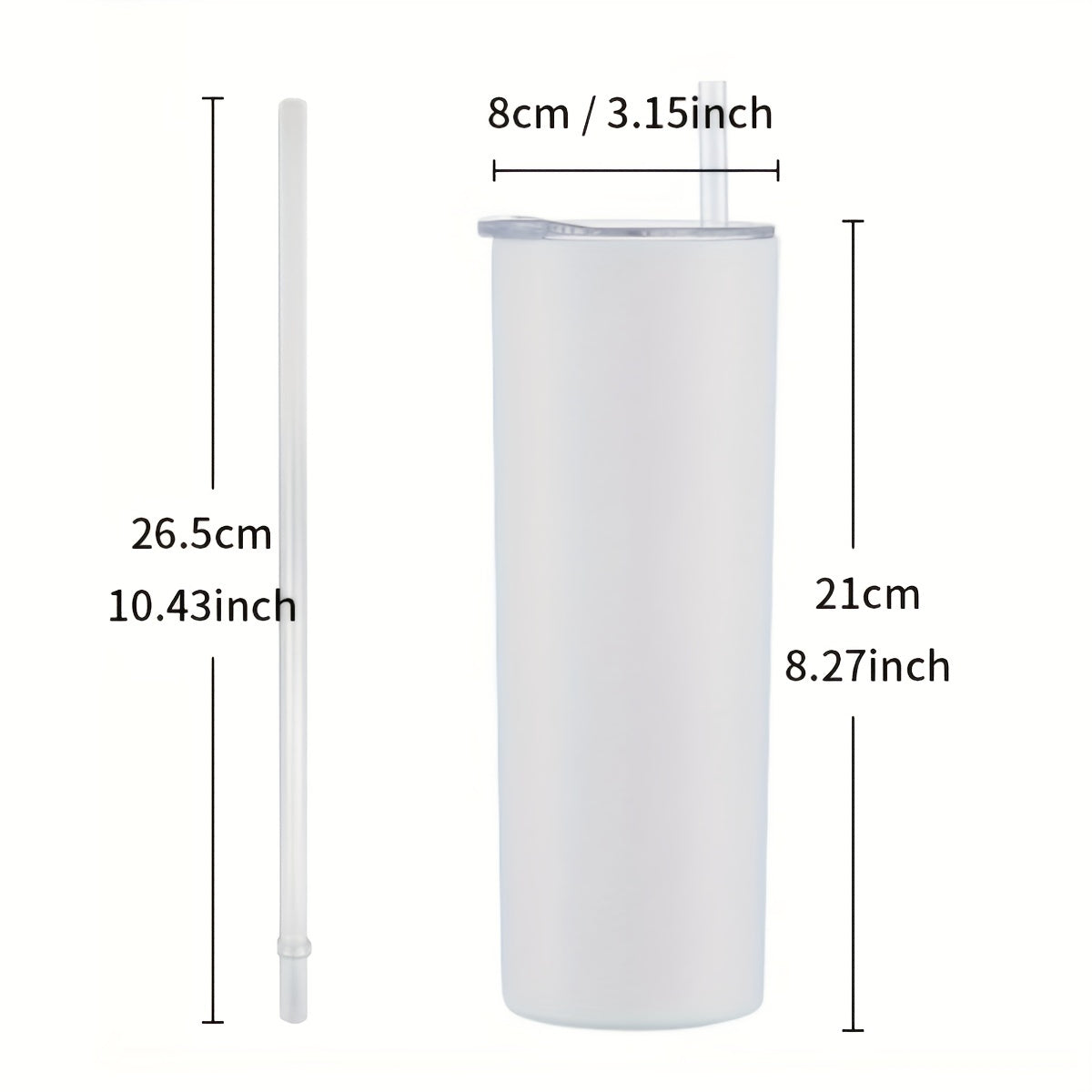 8 or 10 piece set of hot sublimation coated stainless steel cups with sealed water push cap and plastic straw, vacuum insulated with seamless inner liner, ideal for DIY gifts.