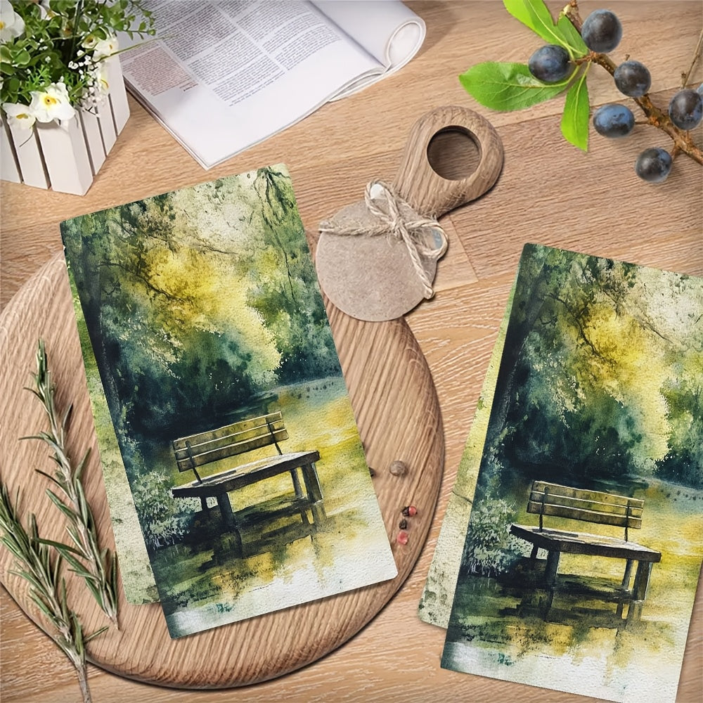 Set of 2 Kitchen Towels - Featuring the Serene Beauty of a Peaceful Garden, Luxuriously Soft and Absorbent Dish Hand Towels for Holiday Decorating, Easy to Clean in the Washing Machine, Size 16x24 Inches_ Item Code: 2KYSYS1218638