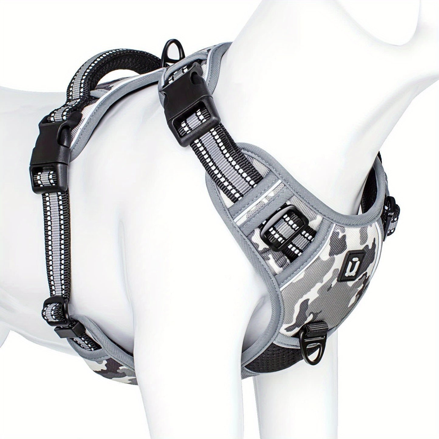 Reflective no-pull dog harness with handle for easy walking and training