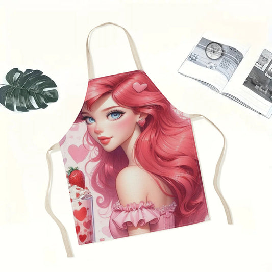 This colorful and trendy Disney for Ariel Cartoon Waterproof Apron is made of durable polyester material, making it perfect for use in hotels, supermarkets, restaurants, fruit shops, milk tea stands, and at home.