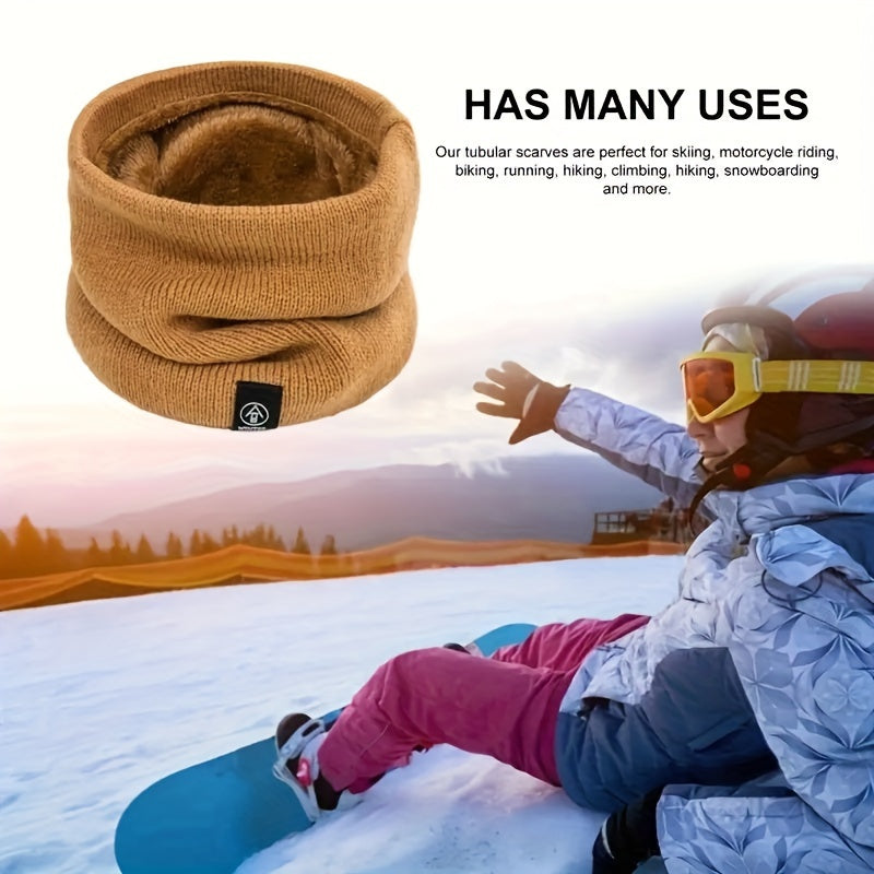 Winter Scarf for Men and Women, Cozy Knitted Neck Cover with Plush Lining, Made of Polyester & Spandex, Suitable for Casual and Outdoor Activities, Doubles as a Cycling Face Mask and Headscarf, Fashionable Unisex Accessory