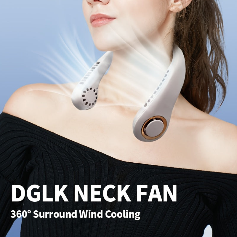 Introducing the JKUOO 2025 Portable Neck Fan - Featuring Ice-Cool Technology, Quiet Turbo Motor, and USB Rechargeable. This Wearable Mini Fan provides Fast Cooling for both Indoor and Outdoor use, making it the perfect gift for Father's Day, Mother's