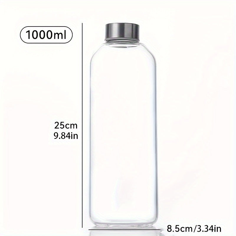 This borosilicate glass bottle comes with both a stainless steel lid and a wooden bamboo lid, making it perfect for travel and storing a variety of beverages such as juice, smoothies, kombucha, kefir, and tea. It is 100% leakproof and can be safely used