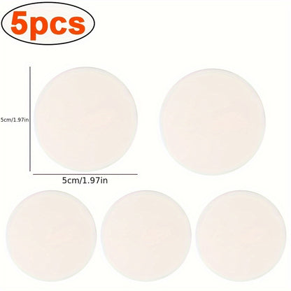 5 silicone door stopper pads in white, grey, and black for quiet, shockproof protection on doors and handles.