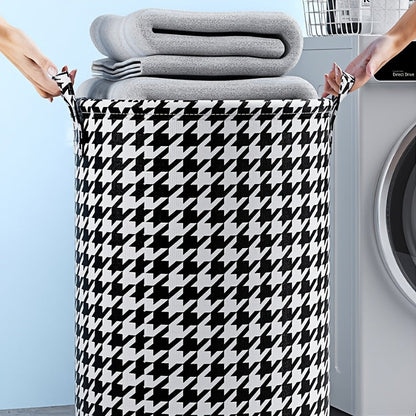 Stylish Foldable Fabric Storage Basket - Multi-Use Laundry Hamper for Clothing, Toys & Beyond - Low Maintenance, White/Black, Bathroom, Soiled Garments