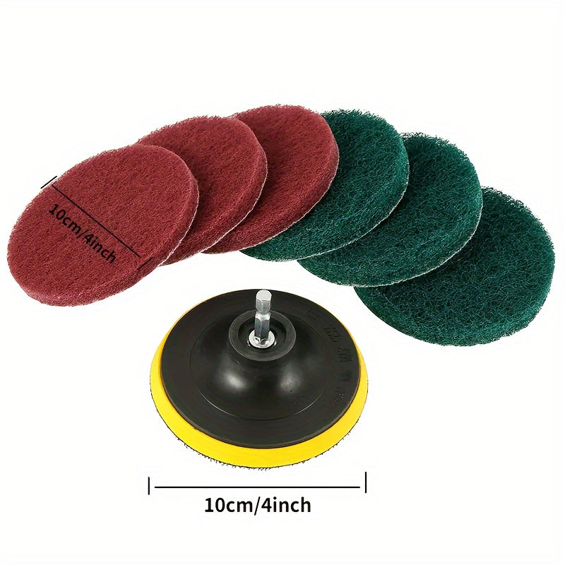 Set of 8 cleaning sponges, with an electric tile scrubber, designed for easy cleaning of bathroom floors and bathtubs. This set includes a perfect cleaning and polishing pad.