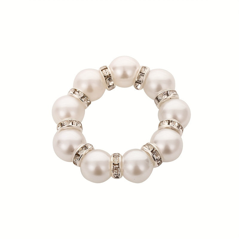 12 elegant pearl napkin rings for weddings, banquets, and home decor, handcrafted with a beaded, stretchable design.