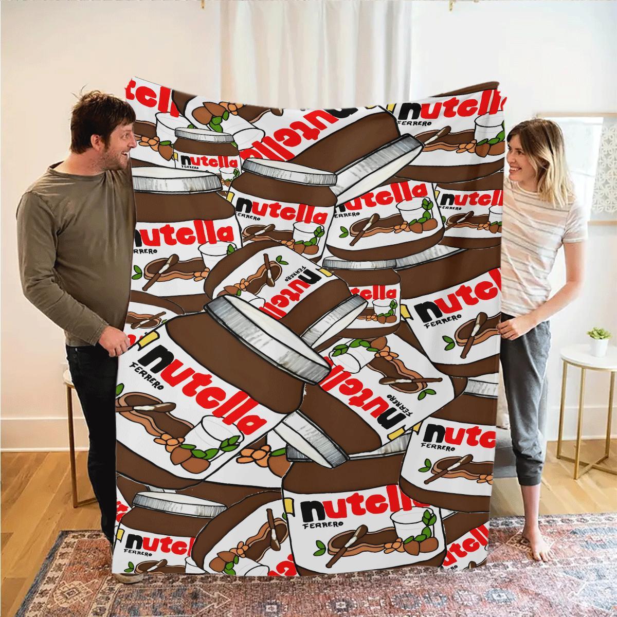 Get cozy with this Nutella print flannel blanket! Made of soft polyester, this all-season throw is hypoallergenic, lightweight, and perfect for use on your sofa, bed, office, car, or during travel. Featuring a Bohemian style and quilted design, this