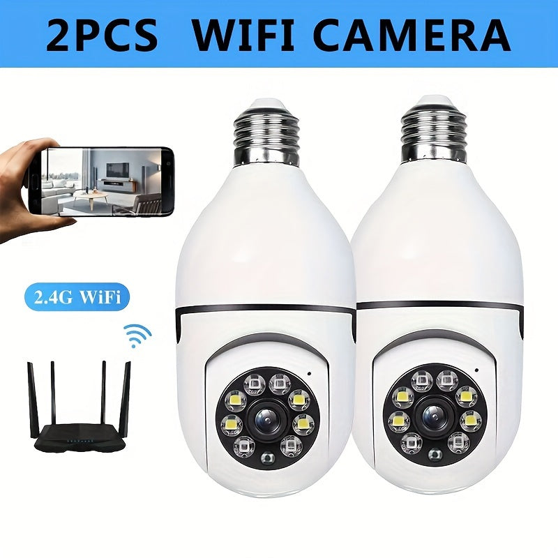 E27 Wifi Camera: Wireless 355-degree Panoramic IP Camera with 1080P Resolution. Features Smart Home Surveillance, Motion Detection Alarm, Night Vision, Two-way Communication, Indoor Monitoring, and Care Security Capabilities.