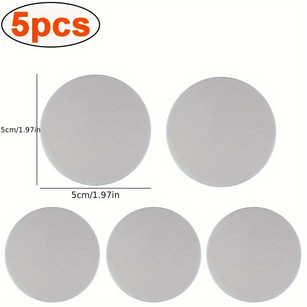 5 silicone door stopper pads in white, grey, and black for quiet, shockproof protection on doors and handles.