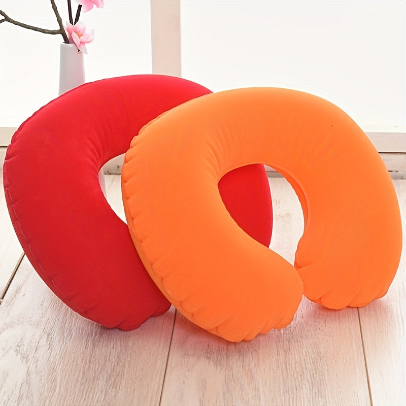 Inflatable C-Shaped Travel Pillow for Car and Airplane - Neck Support Round Pillow