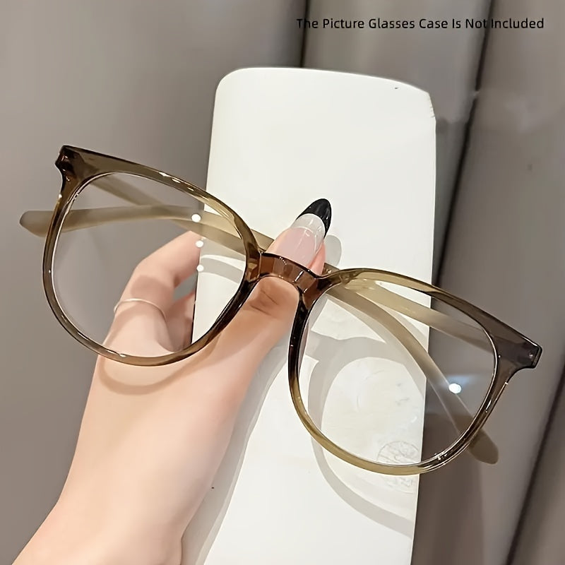 Stylish clear lens glasses with retro square frame for men and women, made of durable plastic.