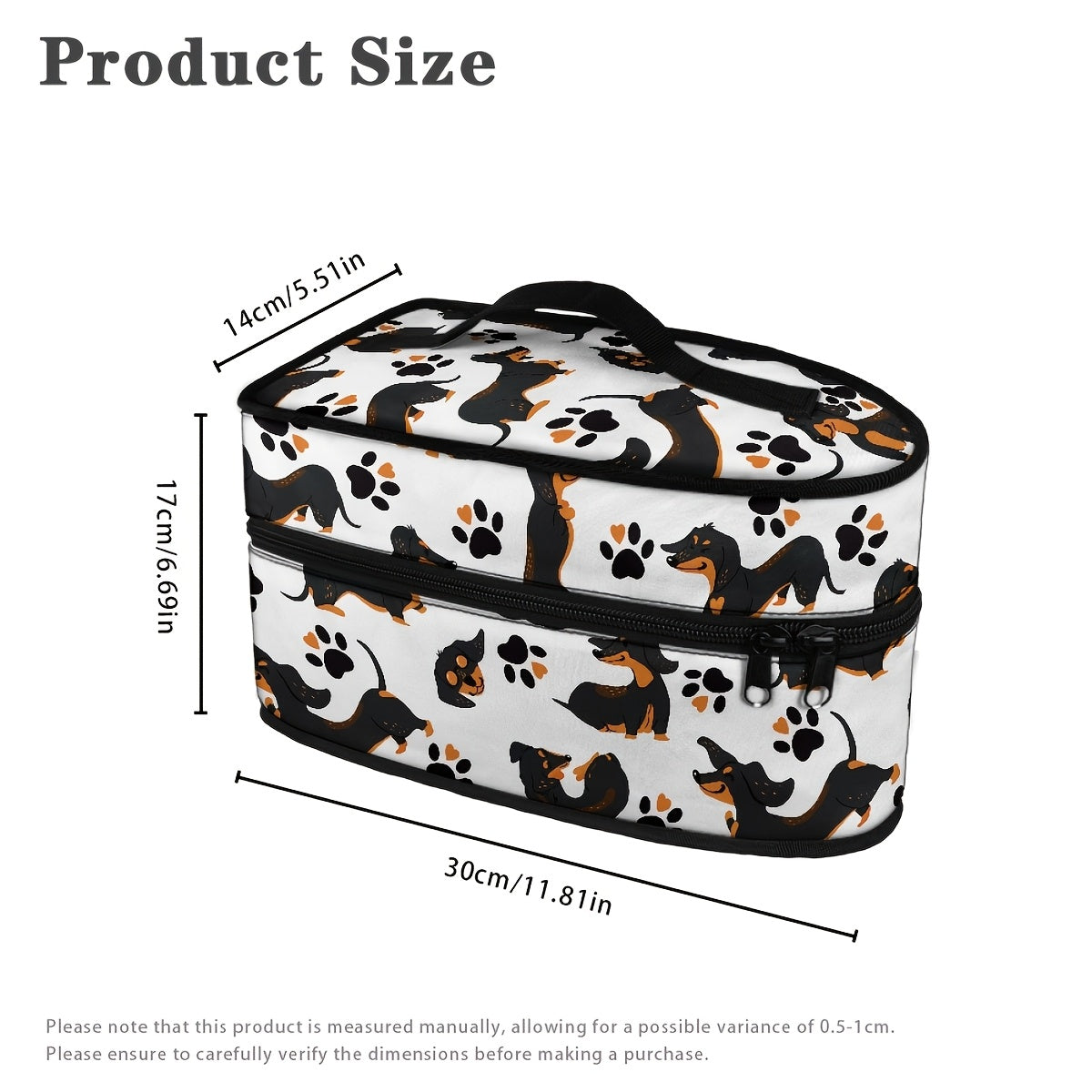 Portable Iron Storage Bag for Dachshund, Non-Electric Travel Case with Dual Zipper and Handle for Dust-Proof Iron Carrying Organizer