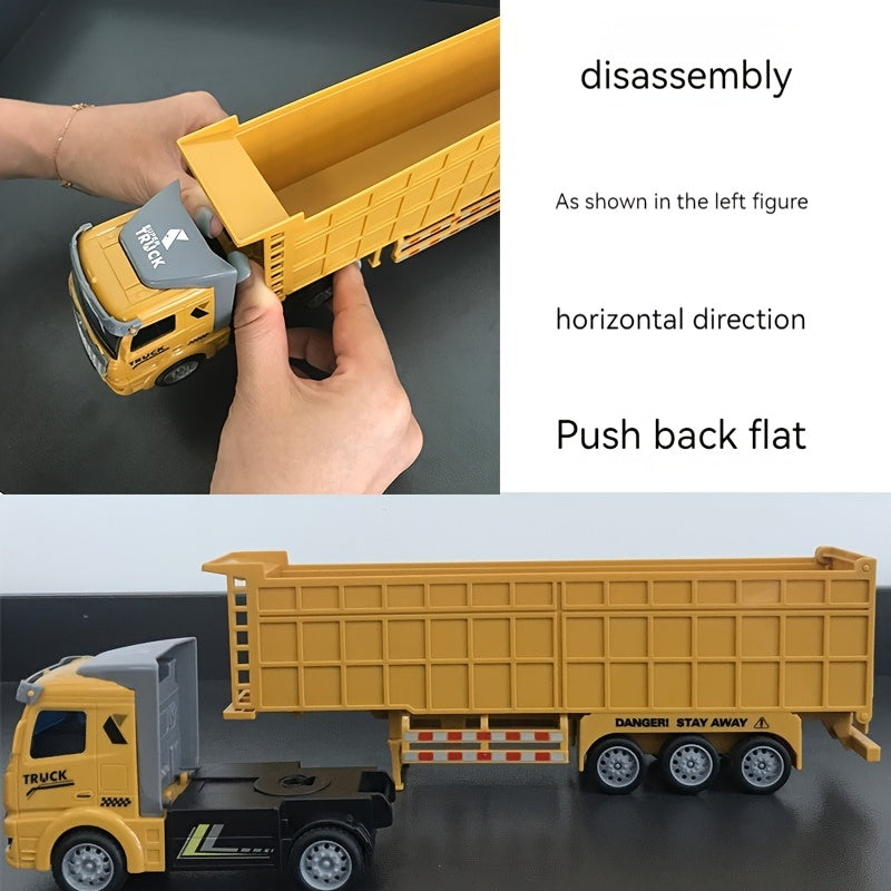 Semi-trailer heavy-duty truck for engineering, dump truck for transporting containers, oil tanker, and boy model Huili car.