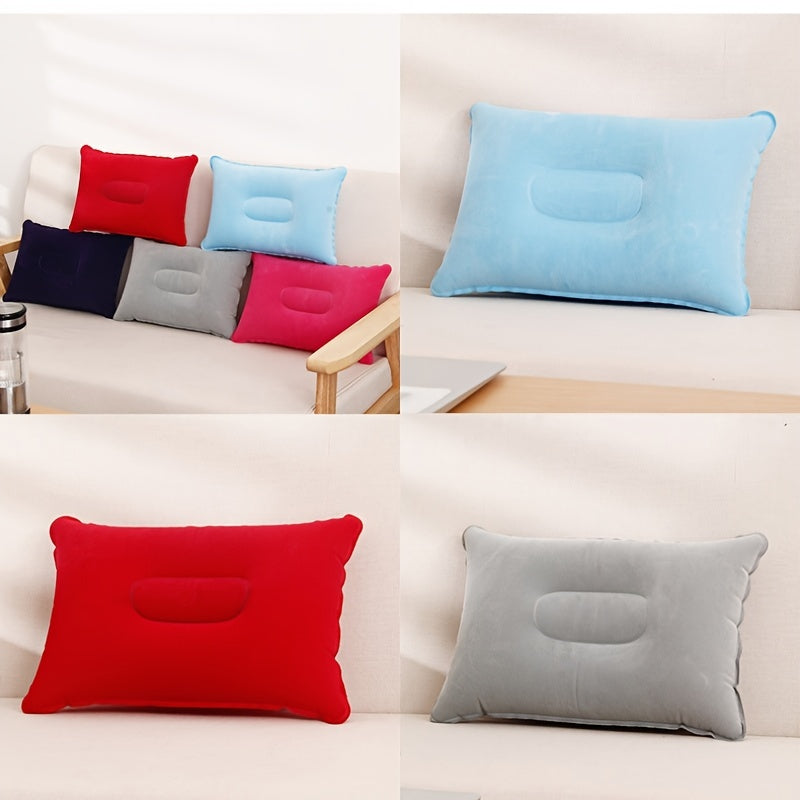 Soft and Luxurious Microfiber Inflatable Pillow for Travel and Camping - Easy to Clean, Lightweight, Rectangle Shape.