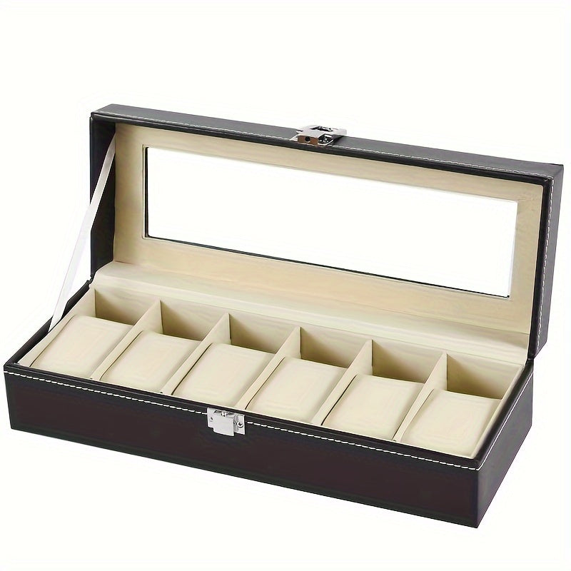 Elegant 6-Digit Watch Box Made of PU Leather, Perfect Household Storage Solution for Watches, Excellent Gift Choice for Christmas.