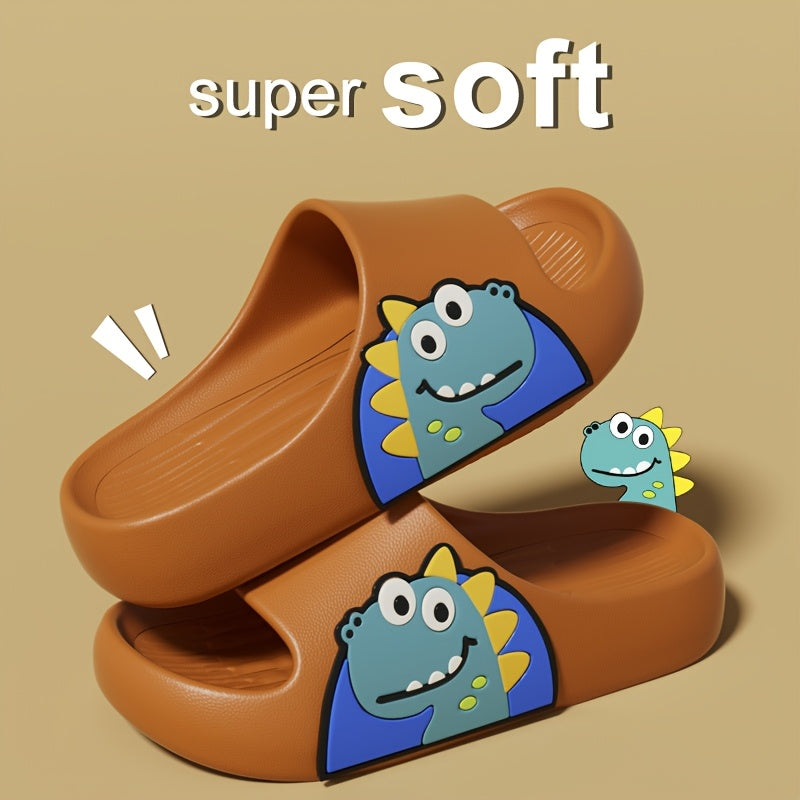 Children's cartoon dinosaur slides, summer EVA sandals for boys under 14, non-slip beach slippers.