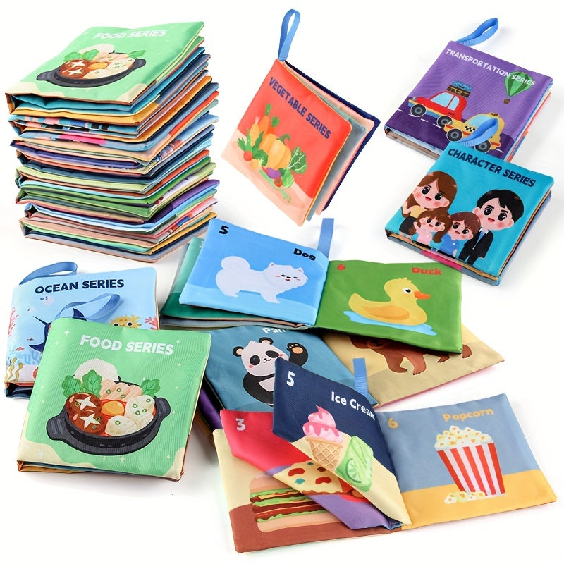 Set of 8 baby cloth books featuring animals, ideal for early education and makes a perfect holiday gift for little ones.