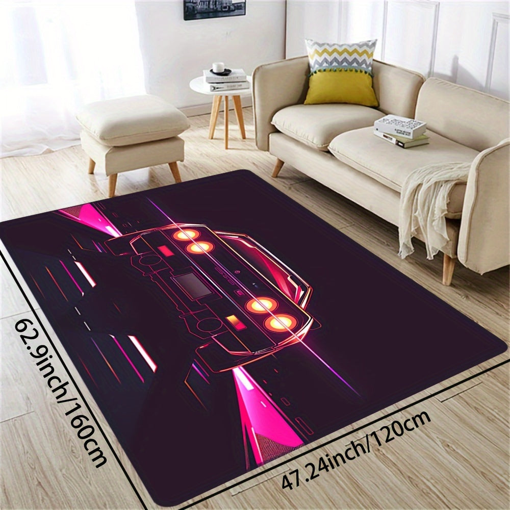 Stylish Sports Car Design Doormat, Made with 8mm Thick Soft Polyester Material, Easy to Clean in the Washing Machine, Rectangular Indoor Rug Perfect for Living Room, Bedroom, Kitchen, Entryway - Features Non-Slip Backing for Safety and a Decorative Touch