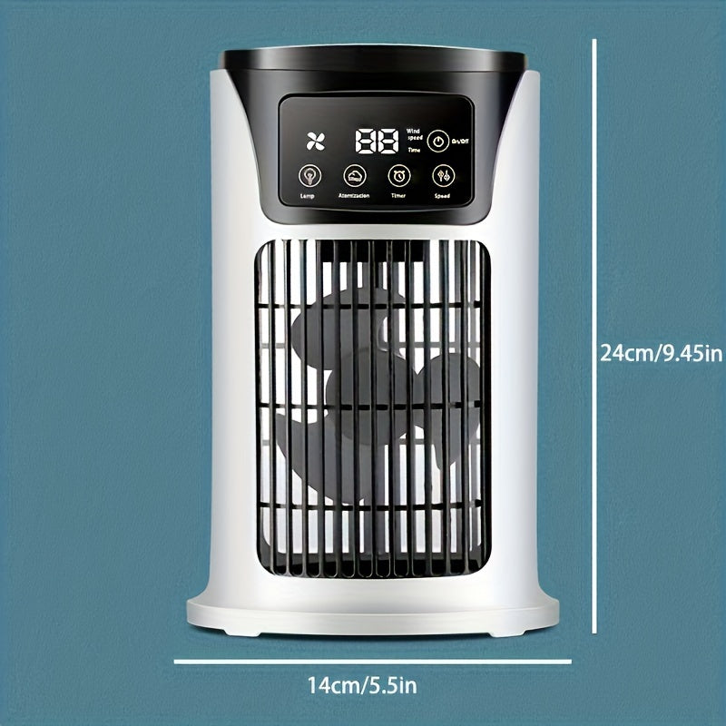 Essential Office and Household 3-in-1 USB Portable Air Conditioner with Humidifier, Atmosphere Light, and Fan Functions