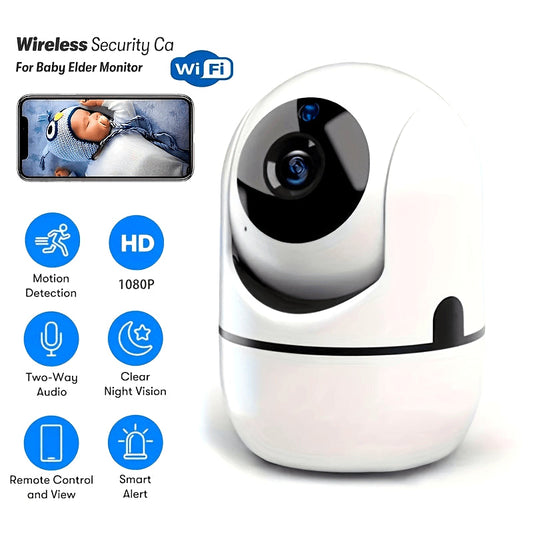 Enhance Your Home Security with WJG Smart Camera - 1080P Wireless Connection, Advanced AI Tracking and Motion Detection, Pet Monitoring with Alarm Alerts, Powered by USB, Night Vision Capabilities, Two-Way Audio for Indoor Monitoring