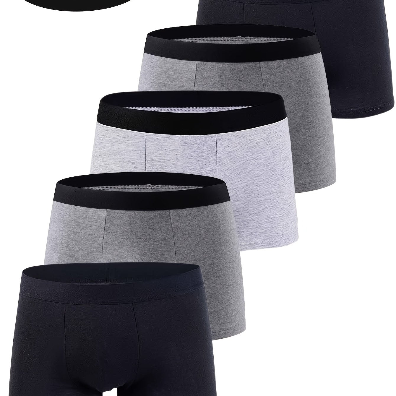 Set of 5 men's breathable underwear made of 95% cotton, stretchy, soft, and comfortable boxer shorts.