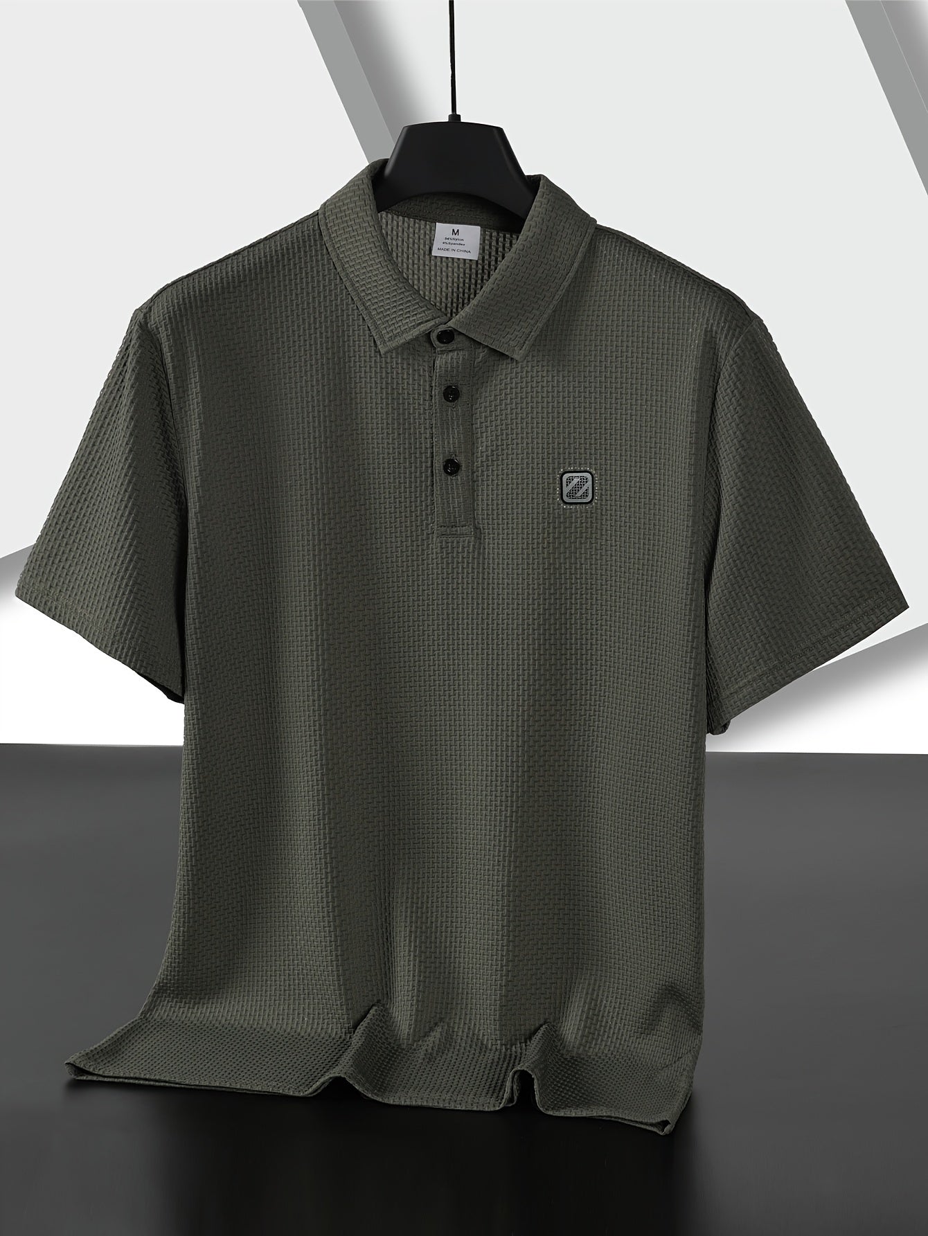 Men's casual golf shirts for big and tall sizes, featuring breathable nylon knit fabric, alphabet print design, perfect for summer.