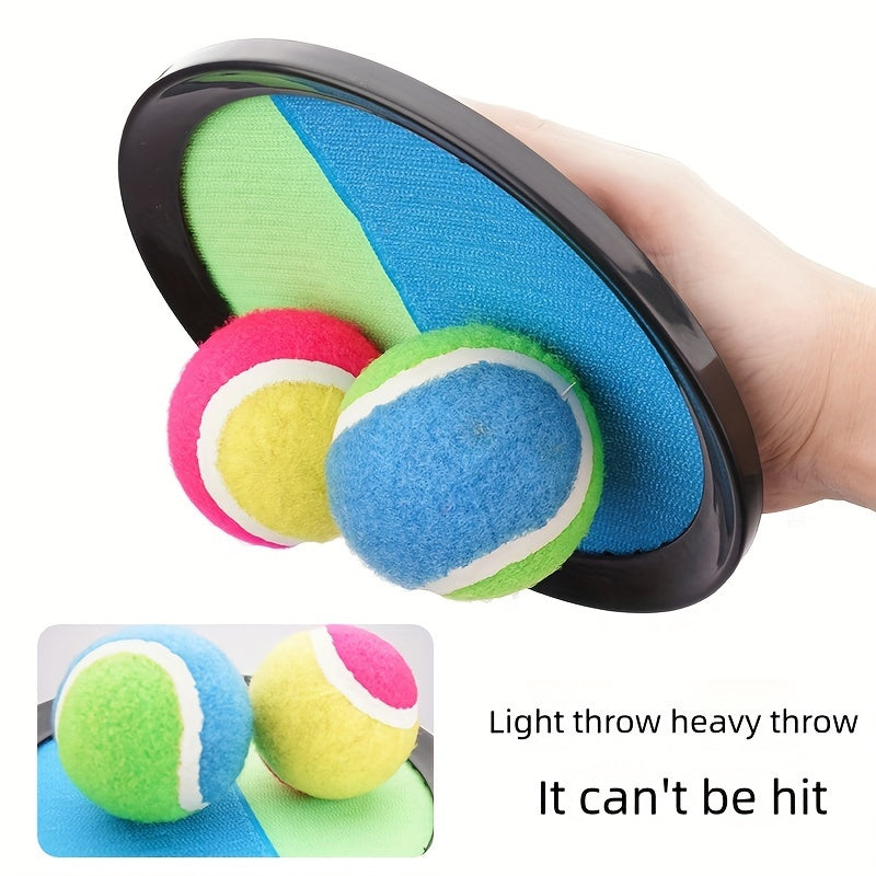 Kids Sticky Ball set with 19cm mixed color plastic fly disc and suction cup for interactive throw and catch game. Great for school and family fun activities.