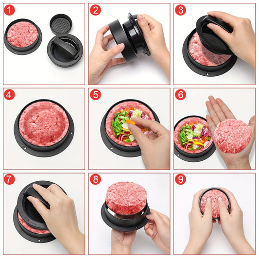 Top Seller: Black Burger Press with Non-Stick Coating and 100 Patty Papers - Perfect for Uniform Burgers, Grilling Inside or Out - Sturdy Plastic Maker for Beef and Veggie Sliders